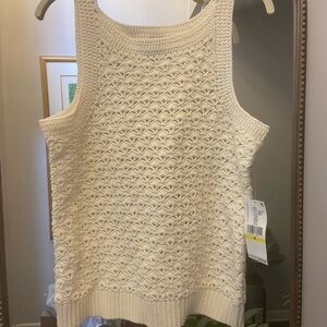 Karen Kane Ivory Textured Knit Sleeveless Tank